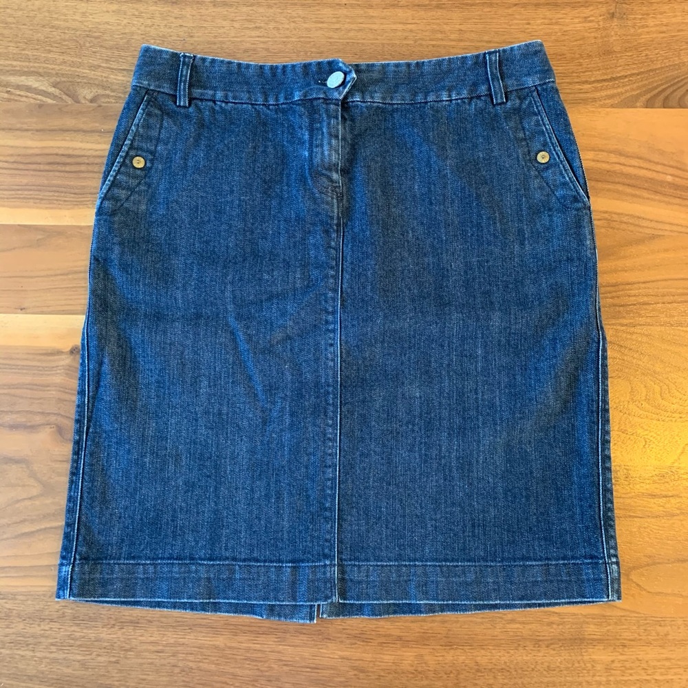 J. Crew dark blue jean denim skirt